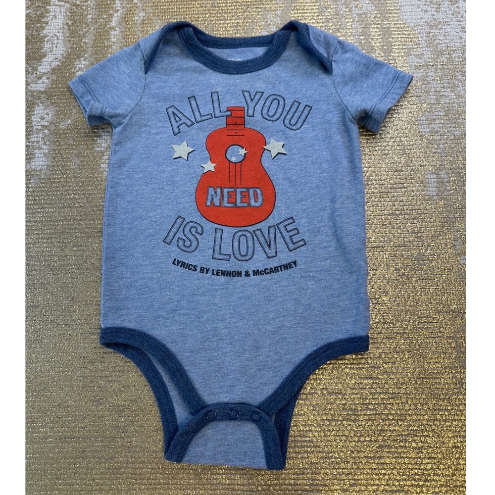 LENNON & MCCARTNEY Baby 'All You Need Is Love' Blue Graphic Onesie 18 Months